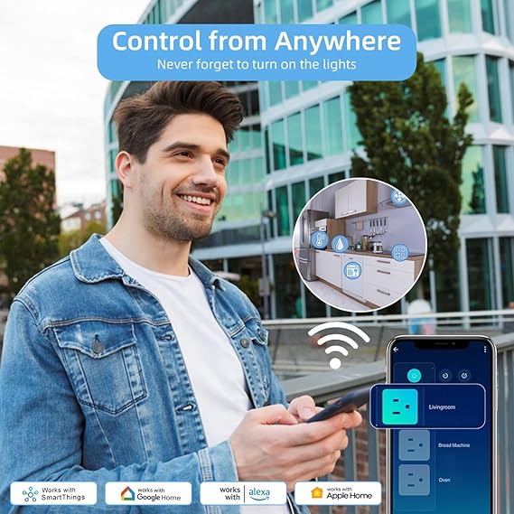 Matter Smart Power Strip,Works with Apple HomeKit, Siri, Alexa, Google Assistant, with 4 Individually Controlled AC Outlets & 2 USB 2 Type-C Ports - Image 2