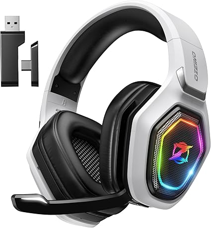 2.4GHz Wireless Gaming Headset for PC, Ps5, Ps4 - Lossless Audio USB & Type-C Ultra Stable Gaming Headphones with Flip Microphone